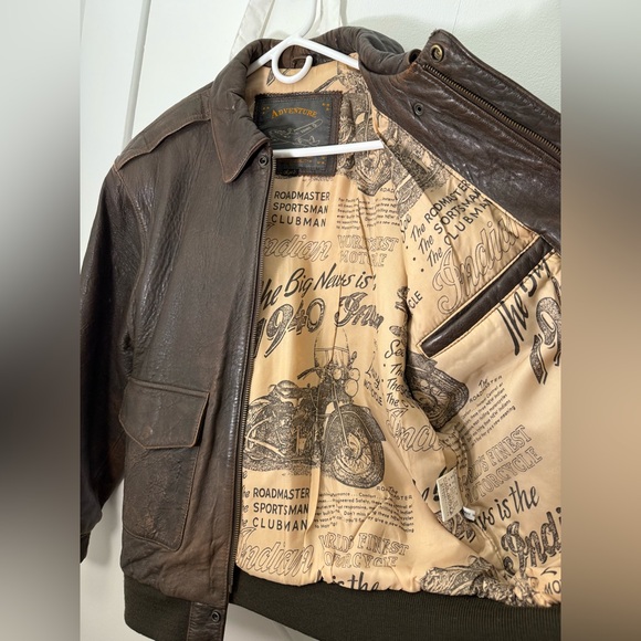 Vintage Adventure Leather Bomber Jacket Medium - Picture 3 of 8